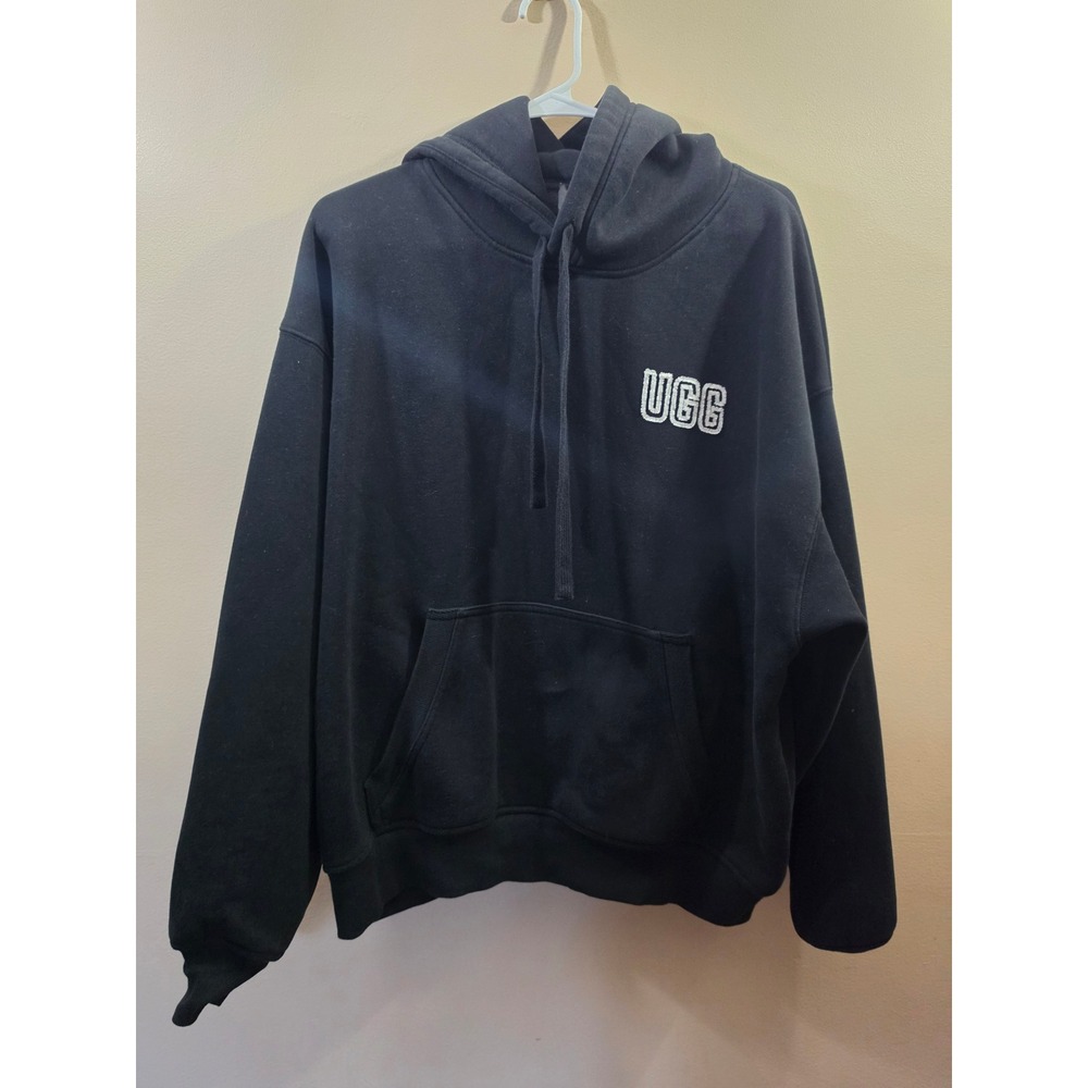 UGG Woman's Black Embroidered Logo Pullover Hoodie Sweatshirt Size Large A06424K